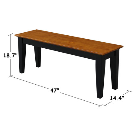 International Concepts Shaker Bench, Black/Cherry BE57-47S